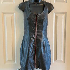 Black Pleather Mini Bodycon Dress Size XS Clubwear Little Black Dress